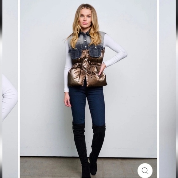 Patchwork Puffer Denim Vest - Picture 9 of 16